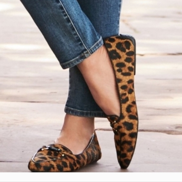 Talbots Francesca Bow-Front Driving Flats in Leopard Haircalf 8.5 - Picture 1 of 8